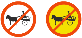 Animal-drawn vehicles prohibited sign